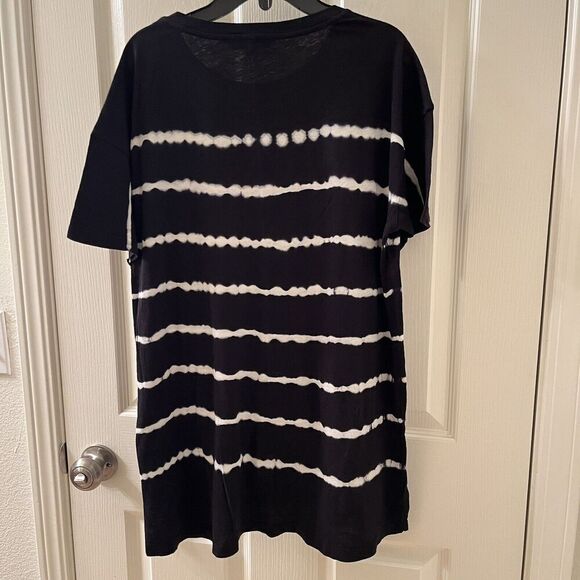 AllSaints Tystripe Cori Tee Black & White Stripe Tie-Dye Oversized T-Shirt XS/S - Picture 8 of 12